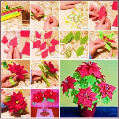 como-hacer-flores-navidenas-de-papel